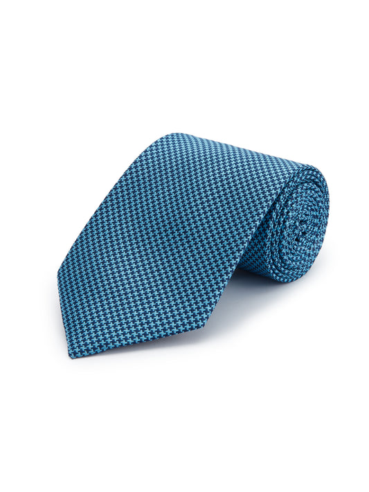 Pure Silk Tie Small Houndstooth Blue/Navy