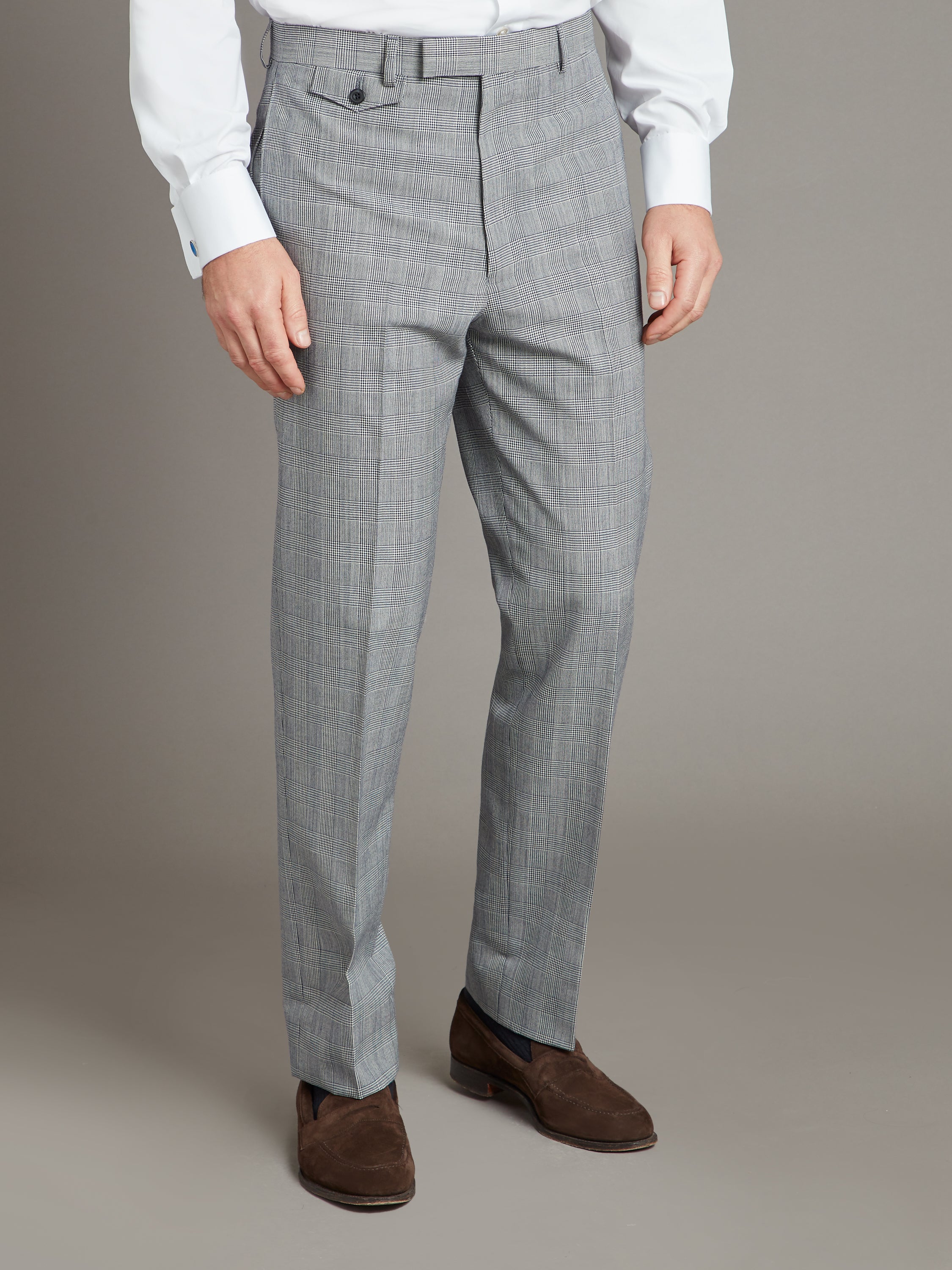 Brown Prince of Wales-check wool-twill suit trousers | Prada | MATCHES UK