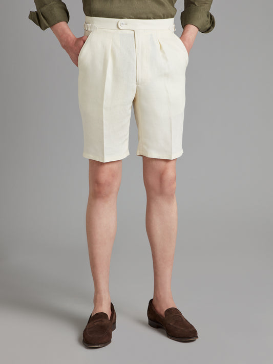 Pleated Shorts - Stone Linen