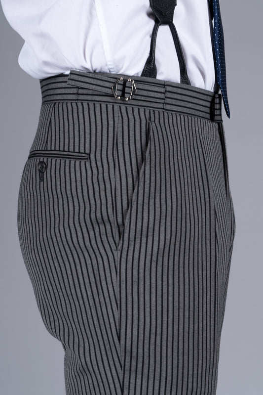 Pleated Morning Trousers - Light Striped