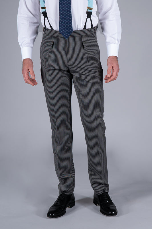 Pleated Morning Trousers - Light Striped