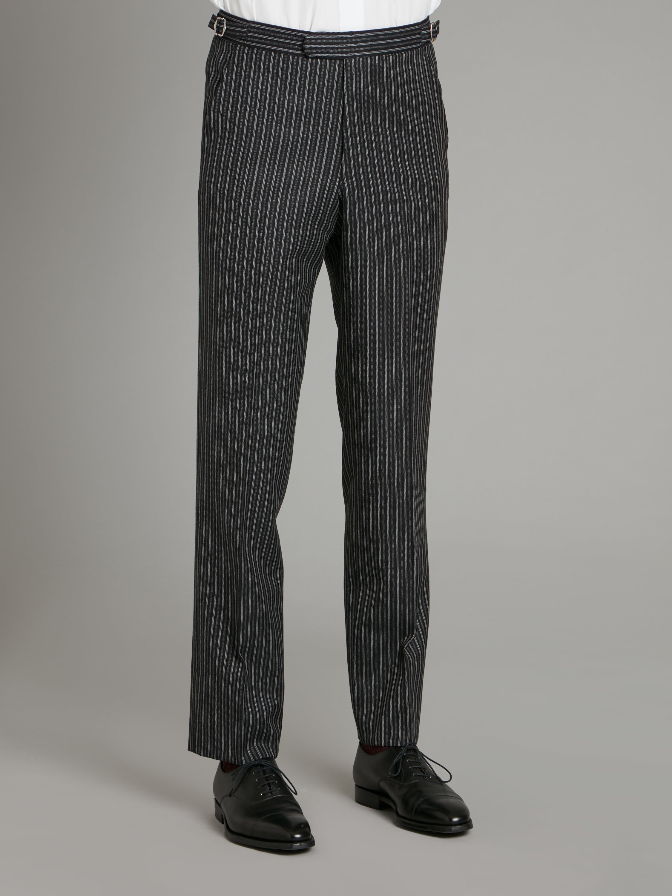 Grey Pinstripe Drawstring Slim Fit Trousers | New Look