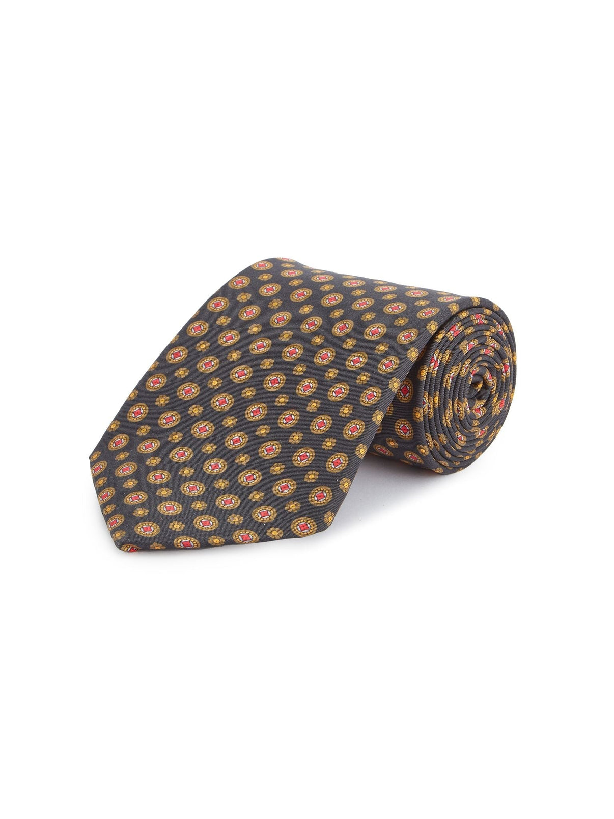 Small Floral Pure Silk Tie - Black | Oliver Brown, London