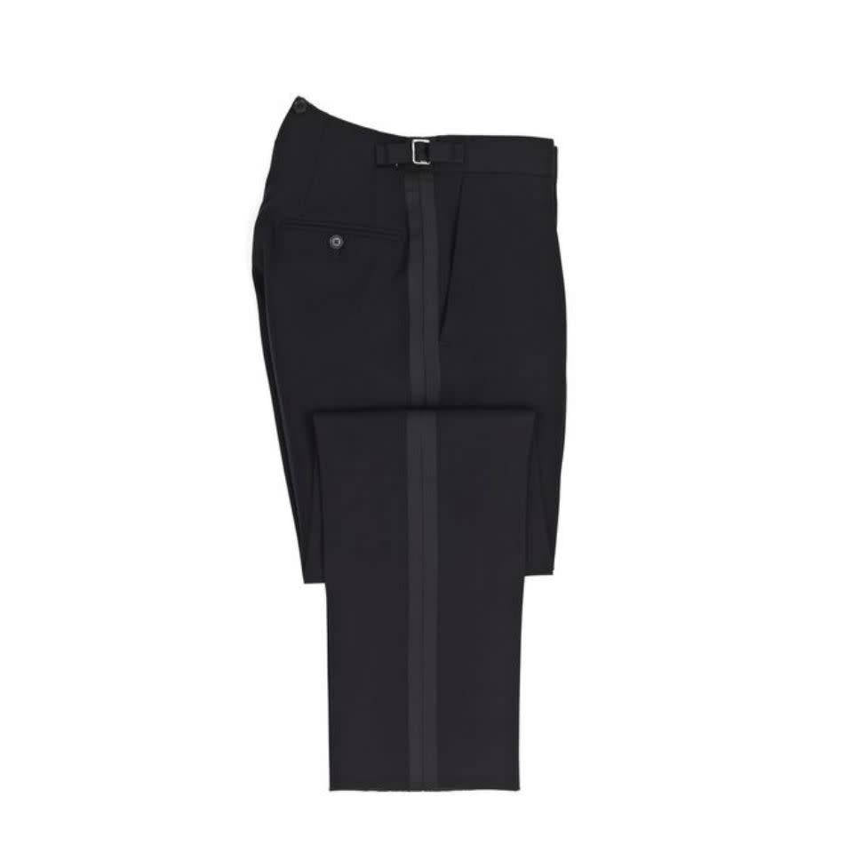 Black Satin Stripe Tuxedo Trousers | Tuxedo blazer, Satin stripes, Trousers  women